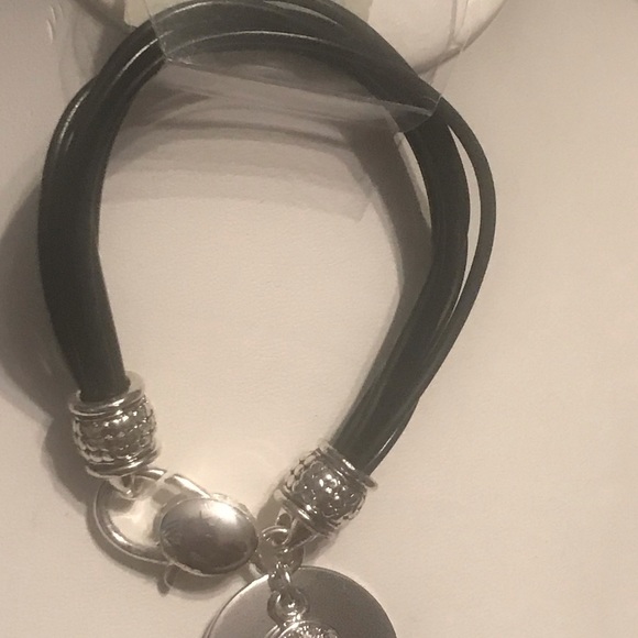 Vintage 6 Strand Black Vegan Waxed Cord Initial Rhinestone “S” Bracelet 7.5 - Picture 7 of 15